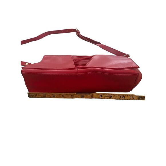 Vintage Anne Fontaine Red Adjustable Strap Shoulder Bag Leather Purse - Picture 3 of 7